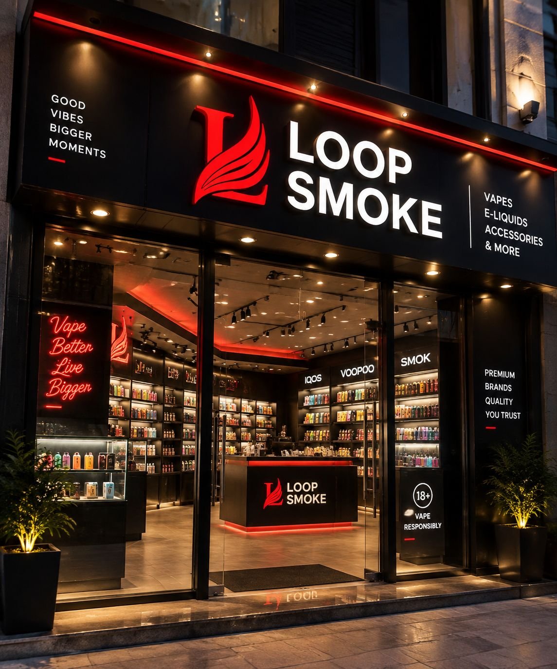 Loop Smoke storefront in Majan, Dubai